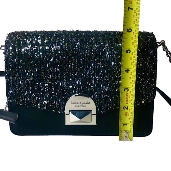 KATE SPADE Black and Silver Slide Lock Clutch Crossbody Bag Silver Accents NWOT - Picture 8 of 17